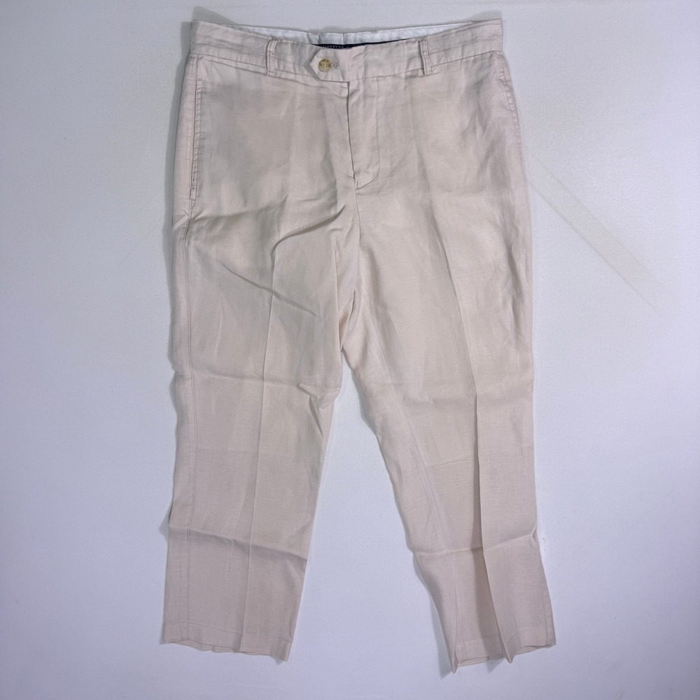 Tailorbyrd Mens 100% Linen Pants Beige Trousers 32x30 (34x27) Costal Resort